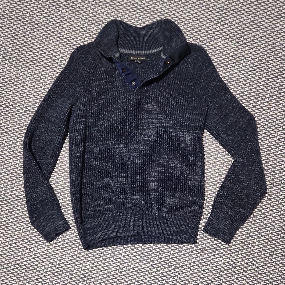 Men's Banana Republic 1/4 Snap Navy  Sweater